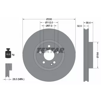 Jeu de 2 disques de frein avant TEXTAR 92279405