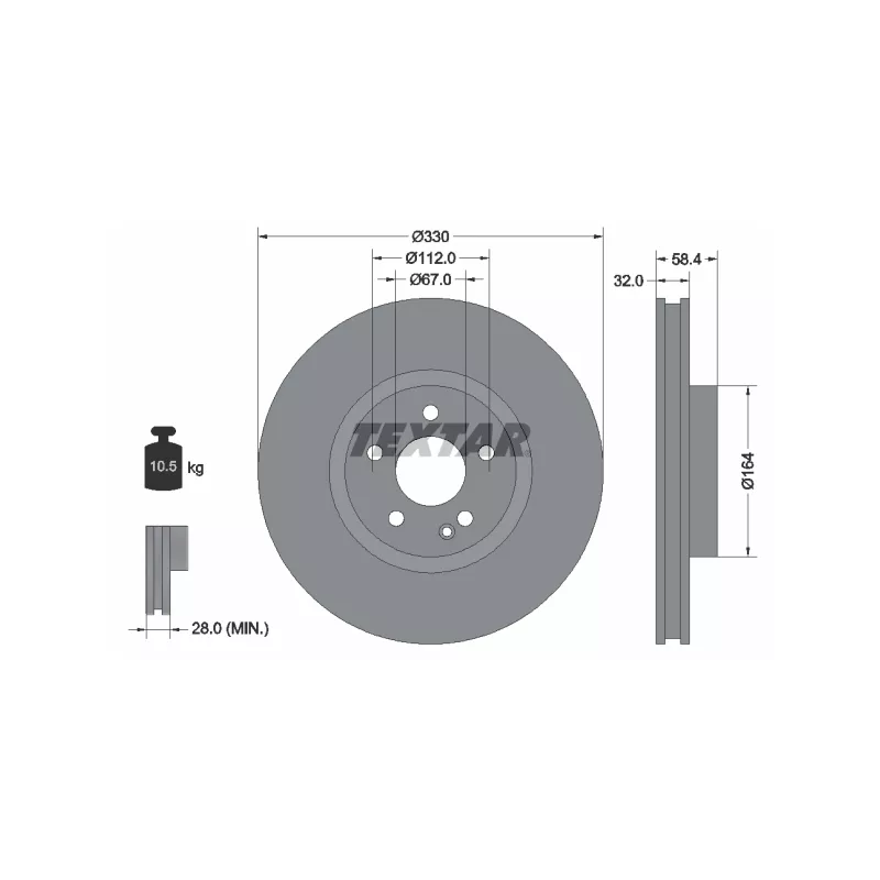 Jeu de 2 disques de frein avant TEXTAR 92279405