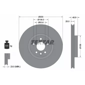 Jeu de 2 disques de frein avant TEXTAR 92282105