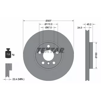 Jeu de 2 disques de frein avant TEXTAR 92283605