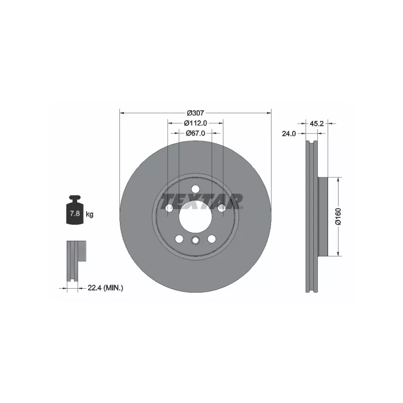 Jeu de 2 disques de frein avant TEXTAR 92283605