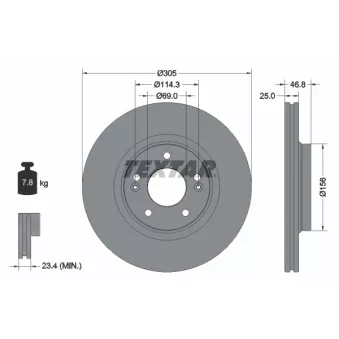 Jeu de 2 disques de frein avant TEXTAR 92292205