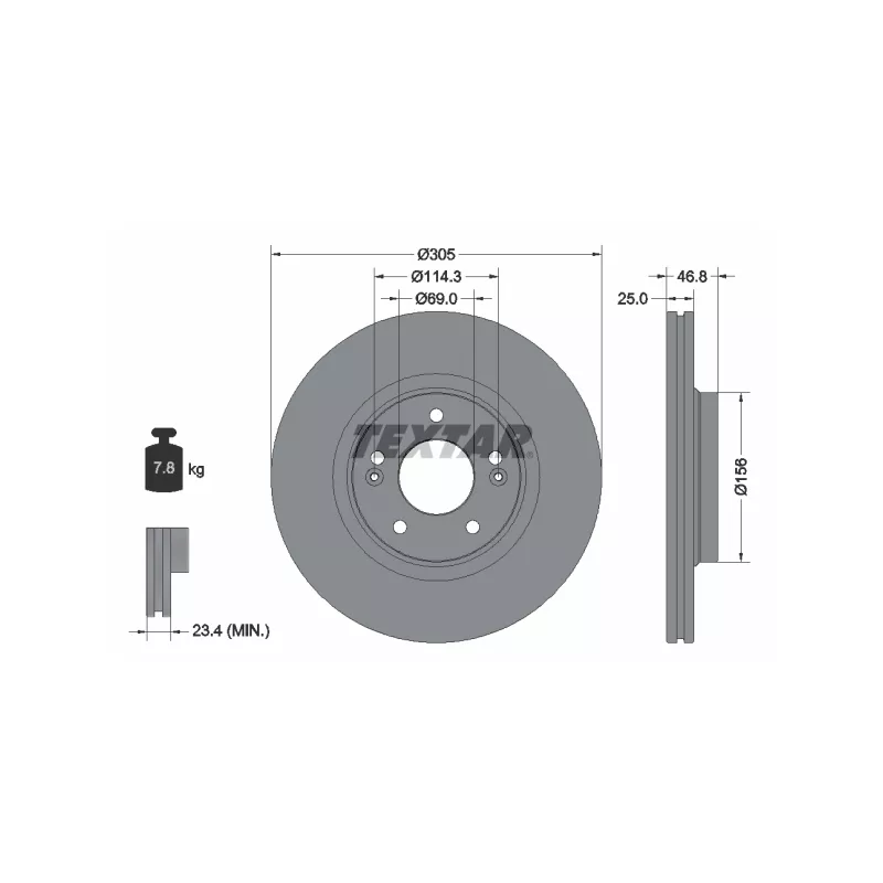 Jeu de 2 disques de frein avant TEXTAR 92292205