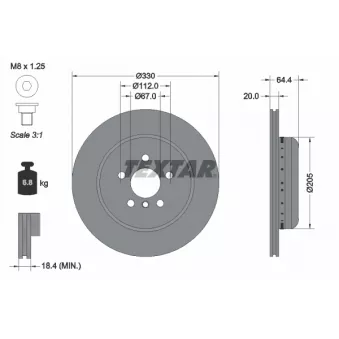 Disque de frein avant gauche TEXTAR 92305025