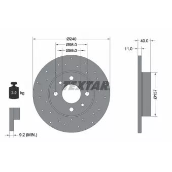 Jeu de 2 disques de frein arrière TEXTAR 92316003