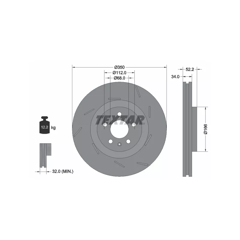 Disque de frein avant droit TEXTAR 92319105
