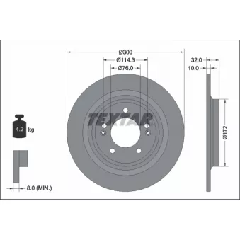 Jeu de 2 disques de frein arrière TEXTAR 92337203