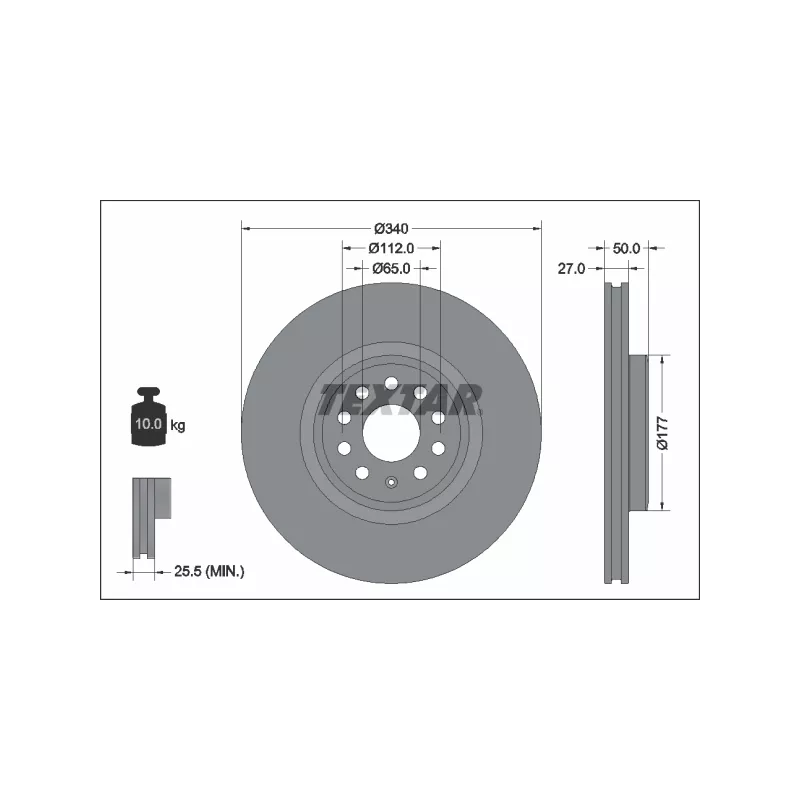 Jeu de 2 disques de frein avant TEXTAR 92337405