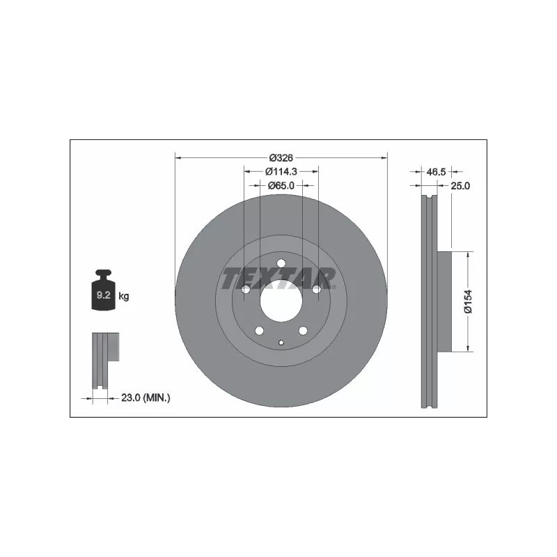 Jeu de 2 disques de frein avant TEXTAR 92337603