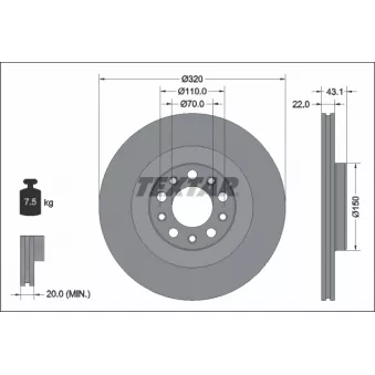 Jeu de 2 disques de frein arrière TEXTAR 92337803