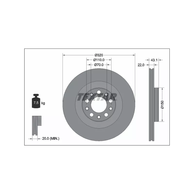 Jeu de 2 disques de frein arrière TEXTAR 92337803