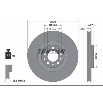 Jeu de 2 disques de frein avant TEXTAR 92337905