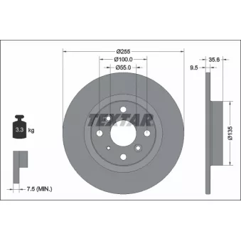 Jeu de 2 disques de frein arrière TEXTAR 92338203