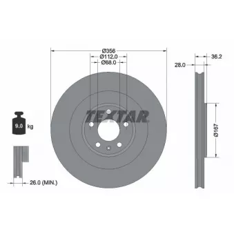 Jeu de 2 disques de frein arrière TEXTAR 92341205