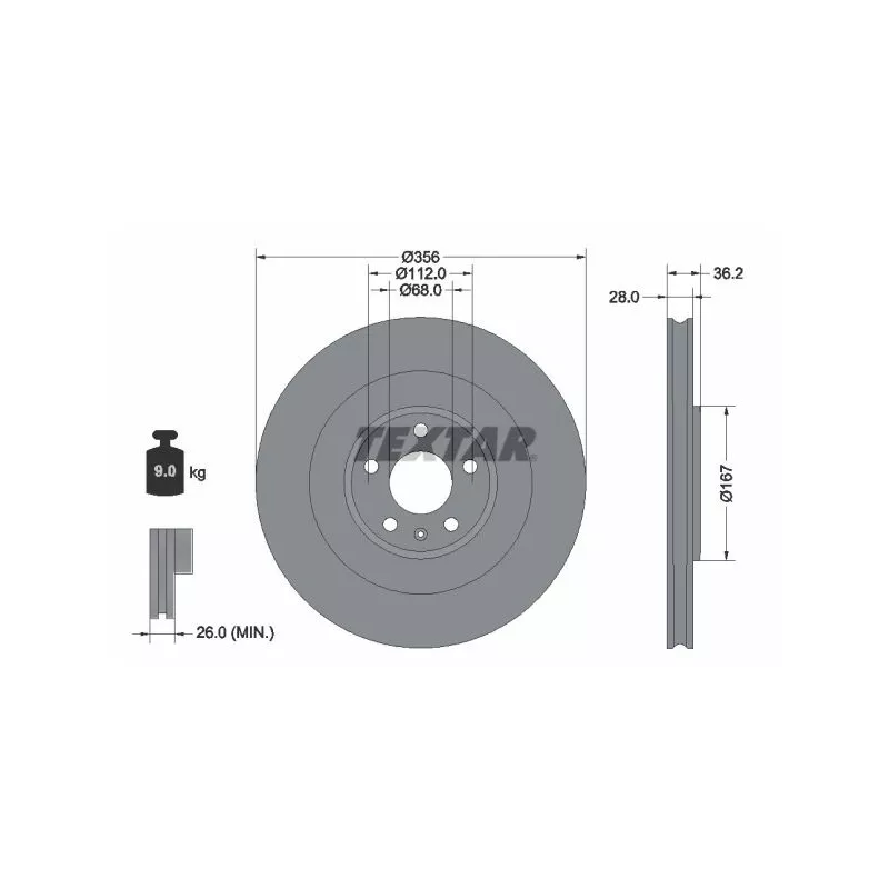 Jeu de 2 disques de frein arrière TEXTAR 92341205
