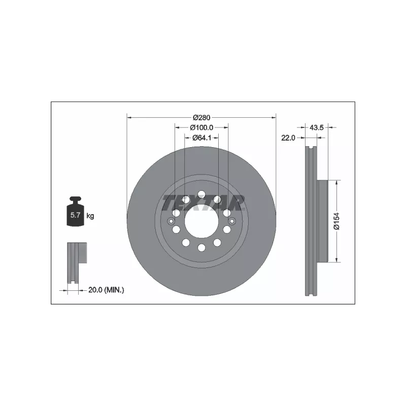Jeu de 2 disques de frein avant TEXTAR 92342603