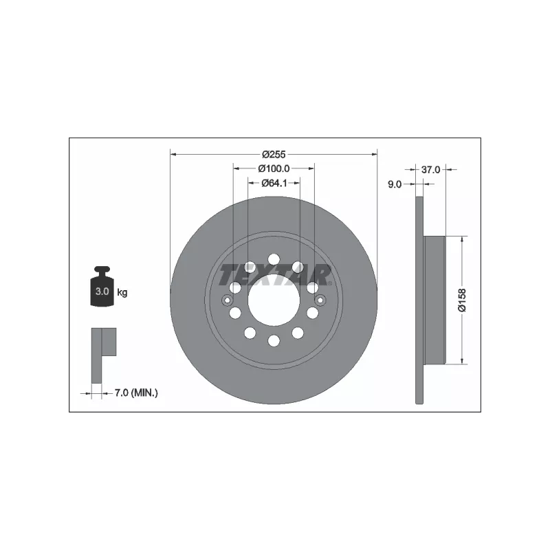 Jeu de 2 disques de frein arrière TEXTAR 92342703
