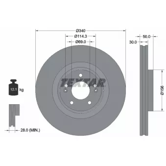 Jeu de 2 disques de frein avant TEXTAR 92342803