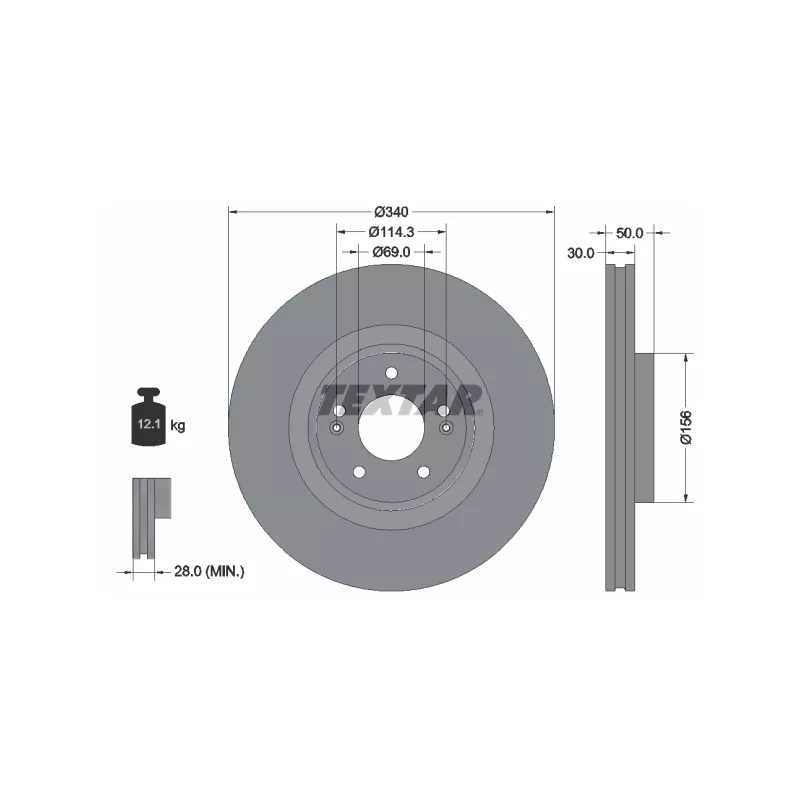 Jeu de 2 disques de frein avant TEXTAR 92342803