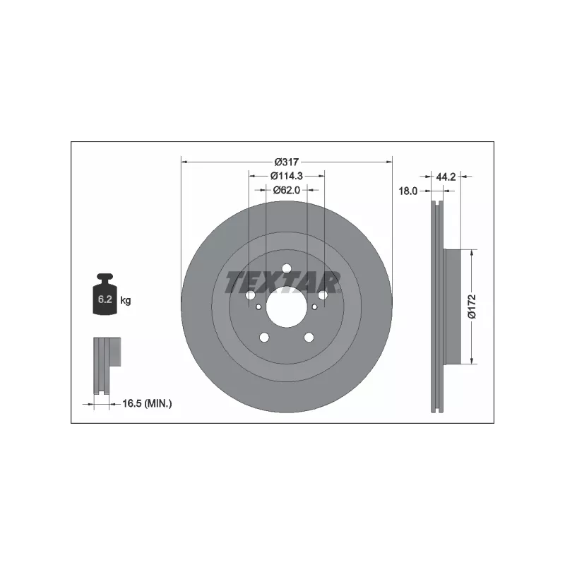Jeu de 2 disques de frein arrière TEXTAR 92343103