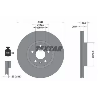 Jeu de 2 disques de frein avant TEXTAR 92343203