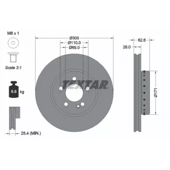 Jeu de 2 disques de frein avant TEXTAR 92343625