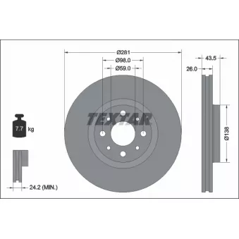 Jeu de 2 disques de frein avant TEXTAR 92344703