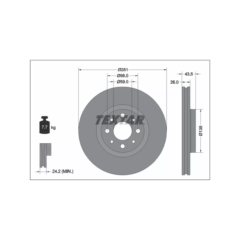Jeu de 2 disques de frein avant TEXTAR 92344703