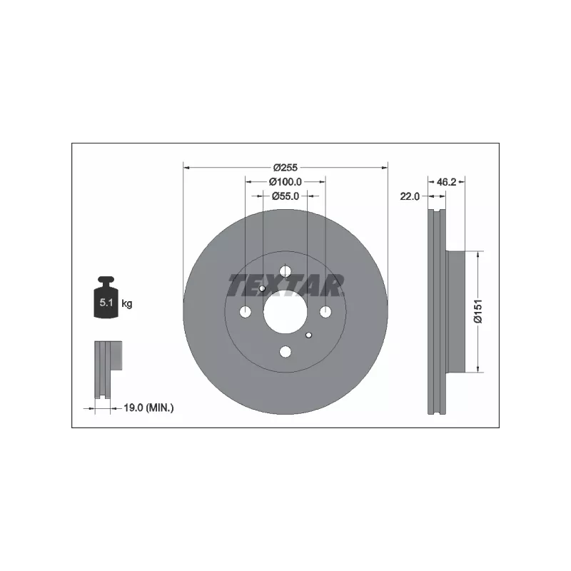 Jeu de 2 disques de frein avant TEXTAR 92344803