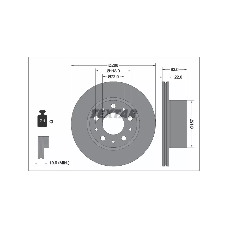 Jeu de 2 disques de frein arrière TEXTAR 92344903