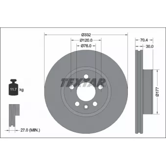 Jeu de 2 disques de frein avant TEXTAR 92345105