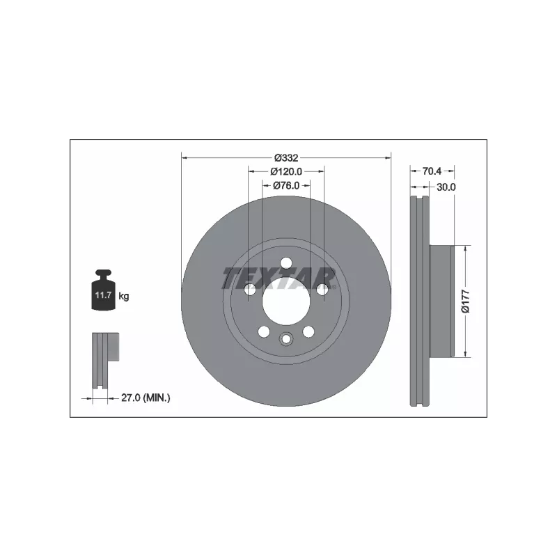 Jeu de 2 disques de frein avant TEXTAR 92345105