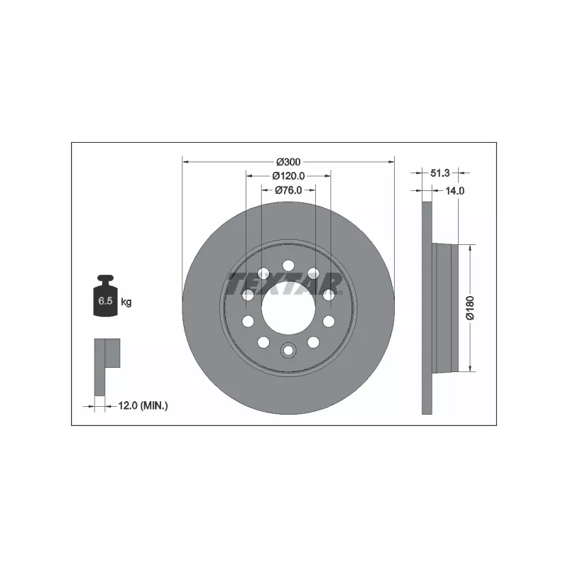 Jeu de 2 disques de frein arrière TEXTAR 92345203