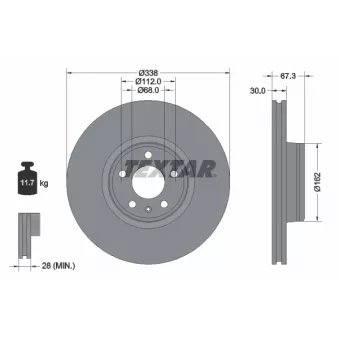 Jeu de 2 disques de frein avant TEXTAR 92345505
