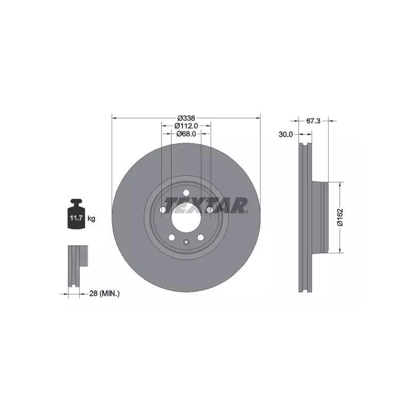 Jeu de 2 disques de frein avant TEXTAR 92345505