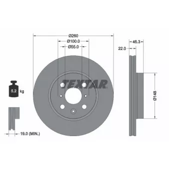 Jeu de 2 disques de frein avant TEXTAR 92346103