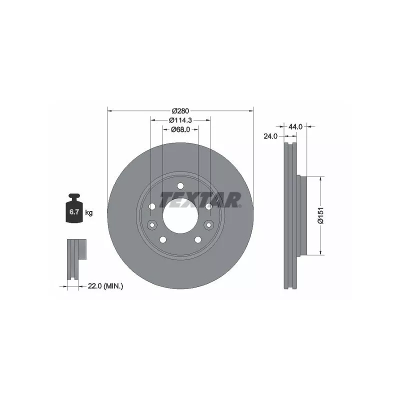 Jeu de 2 disques de frein avant TEXTAR 92346803