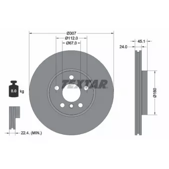Jeu de 2 disques de frein avant TEXTAR 92347205