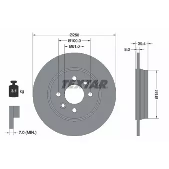 Jeu de 2 disques de frein arrière TEXTAR 92347603