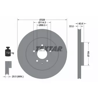 Jeu de 2 disques de frein arrière TEXTAR 92349003