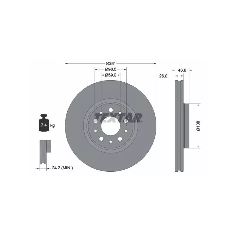 Jeu de 2 disques de frein avant TEXTAR 92349303
