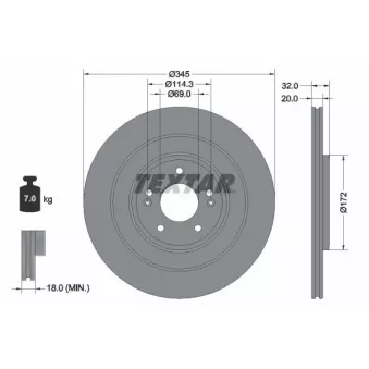 Jeu de 2 disques de frein arrière TEXTAR 92349403