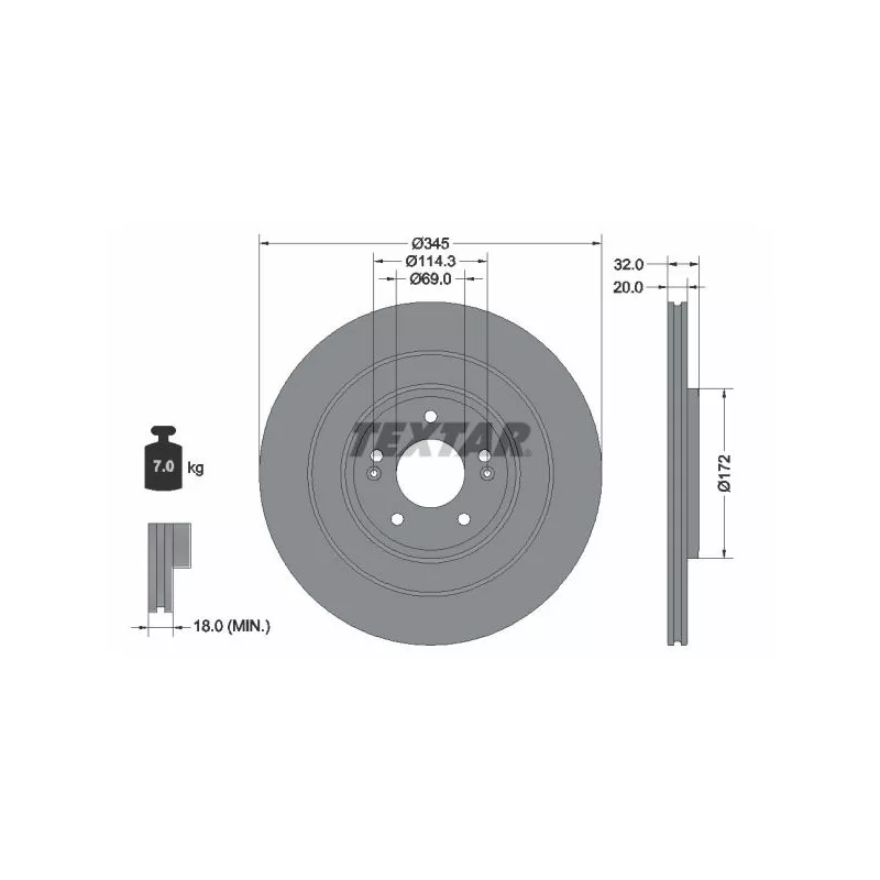 Jeu de 2 disques de frein arrière TEXTAR 92349403