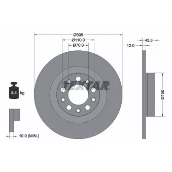 Jeu de 2 disques de frein arrière TEXTAR 92351003