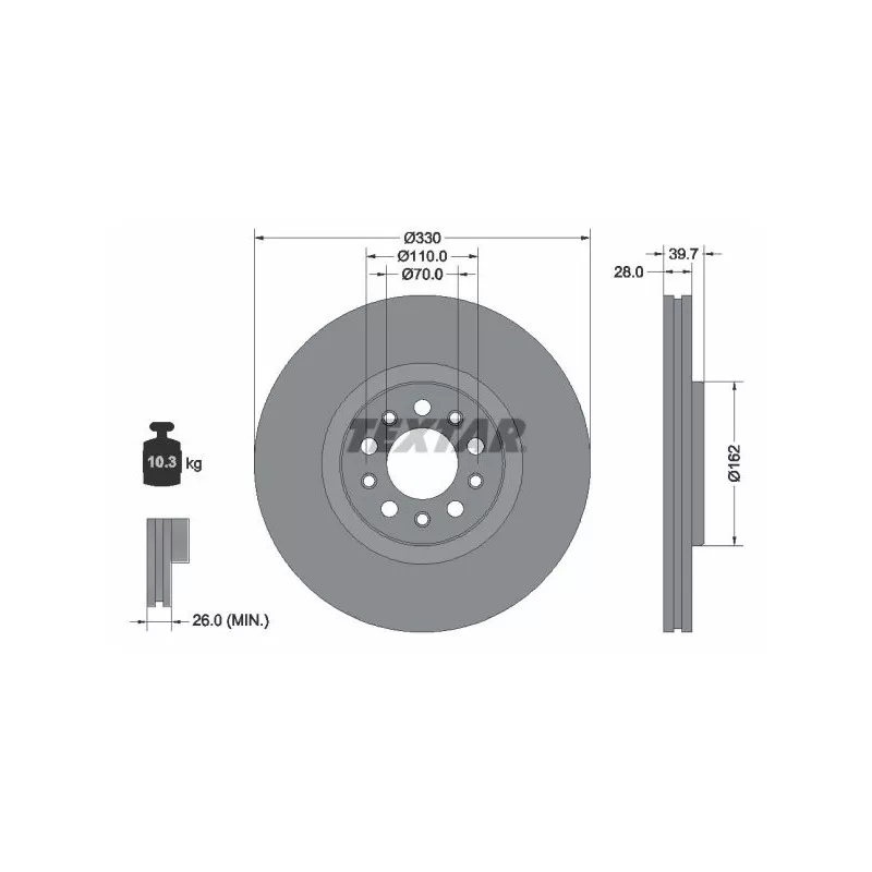 Jeu de 2 disques de frein avant TEXTAR 92351103