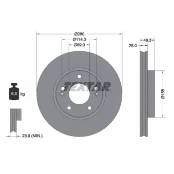 Jeu de 2 disques de frein avant TEXTAR 92351203