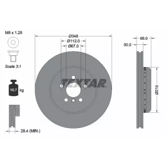 Jeu de 2 disques de frein avant TEXTAR 92351625