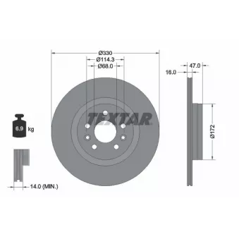 Jeu de 2 disques de frein avant TEXTAR 92351803