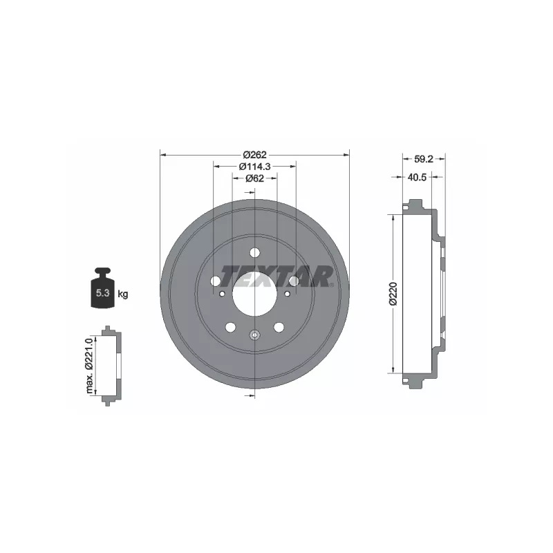 Tambour de frein TEXTAR 94047600