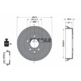 Tambour de frein TEXTAR 94047800